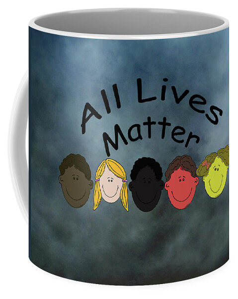 All Lives Matter Coffee Mug featuring the mixed media All Lives Matter Five Young Faces by David Dehner