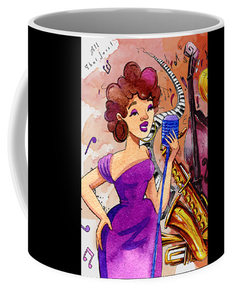 Music Coffee Mug featuring the painting All That Jazz 17 by Miki De Goodaboom