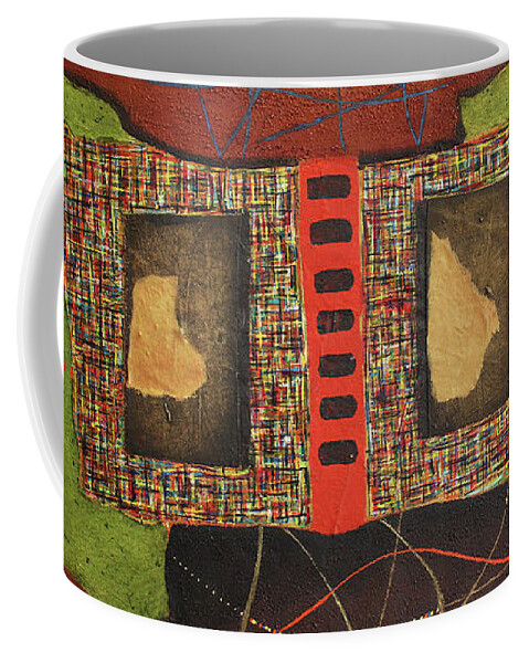 African Art Coffee Mug featuring the painting All The Boxes Checked by Michael Nene