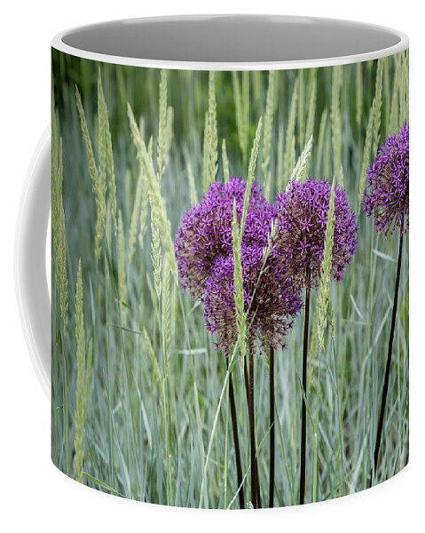 Dow Gardens Coffee Mug featuring the photograph Allium in the Weeds by Robert Carter