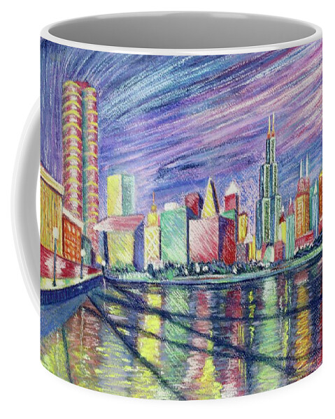 Chicago Skyline Coffee Mug featuring the painting Almost Chicago by Dorsey Northrup