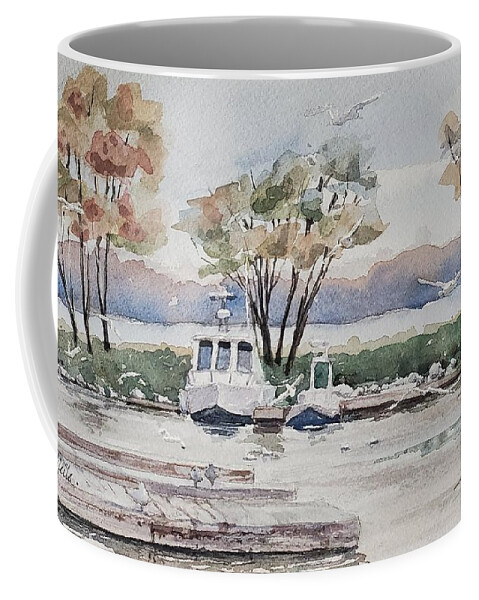 Harbour Coffee Mug featuring the painting Almost Deserted by Sheila Romard
