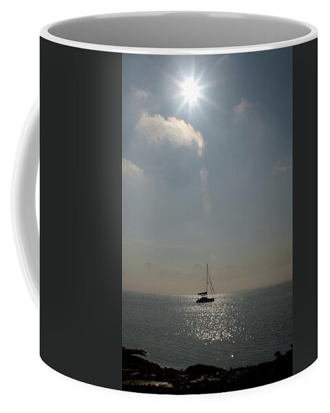 Narragansett Bay Coffee Mug featuring the photograph Alone on the Bay by Jim Feldman