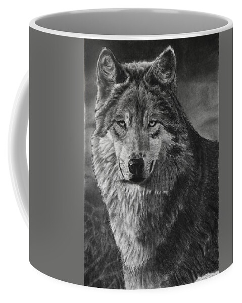 Wolf Coffee Mug featuring the drawing Alpha by Greg Fox