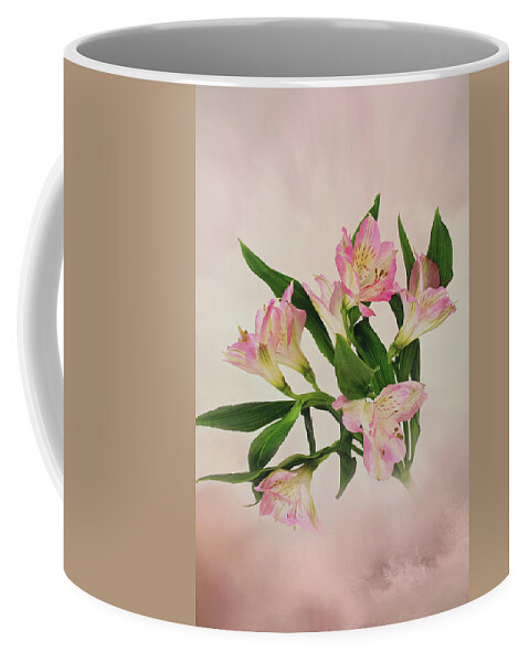 Alstromeria Lily Coffee Mug featuring the photograph Alstromeria Lily, Lily of the Incas, Pink Peruvian Lily by Gwen Gibson