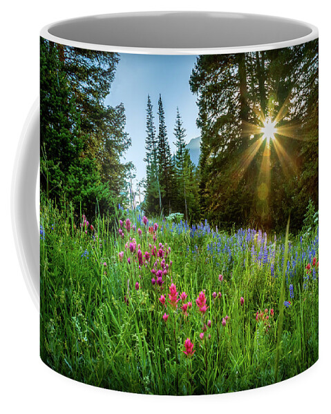 Alta Coffee Mug featuring the photograph Alta Sunset and Wildflowers by Bradley Morris