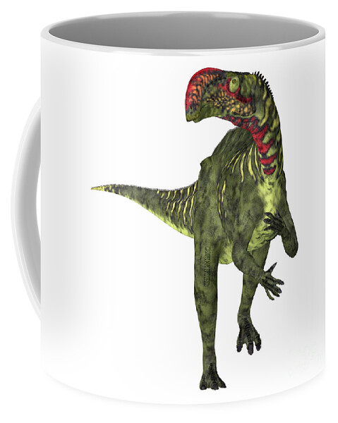 Altirhinus Dinosaur Coffee Mug featuring the digital art Altirhinus Dinosaur Front by Corey Ford