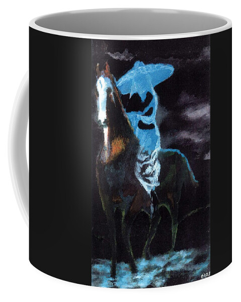 Horse Coffee Mug featuring the painting Amazzone notturna by Enrico Garff