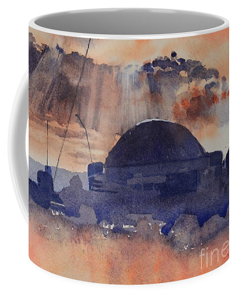 Orange Coffee Mug featuring the painting Under Construction by Elizabeth Carr