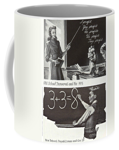 American Dream Coffee Mug featuring the mixed media American Dream Doesn't Add Up by Sally Edelstein