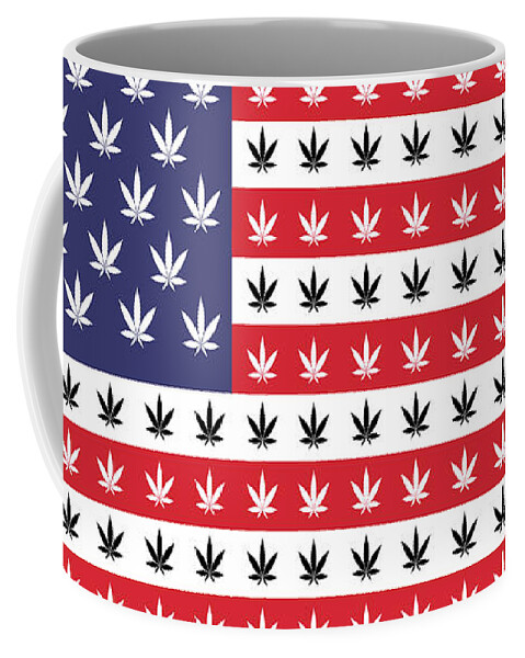 America Coffee Mug featuring the painting American Flag Weed Cannabis Marijuana 420 Stoner Gift Color by Tony Rubino