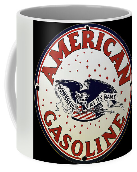American Gasoline Coffee Mug featuring the photograph American Gasoline Company - Amaco Vintage Sign by Flees Photos