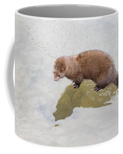 Mink Coffee Mug featuring the photograph American Mink on Ice by Tony Hake