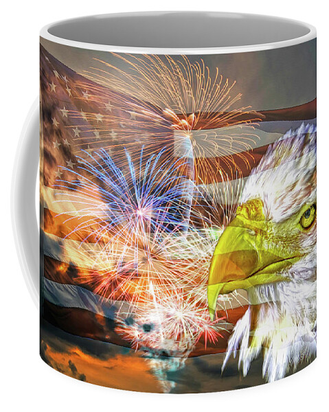 Eagles Coffee Mug featuring the mixed media American Patriotism Artistry by DB Hayes