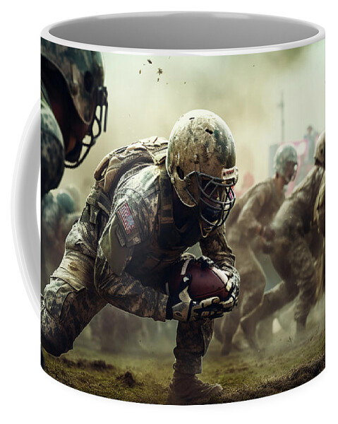 American Coffee Mug featuring the digital art American Soldier Football by Stamp City