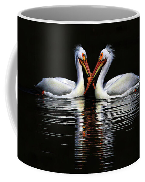 American White Pelican Coffee Mug featuring the photograph American White Pelicans by Shixing Wen