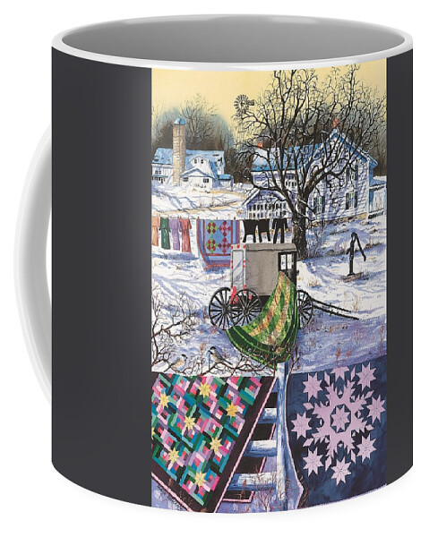 Quilts Coffee Mug featuring the painting Amish Winter by Diane Phalen