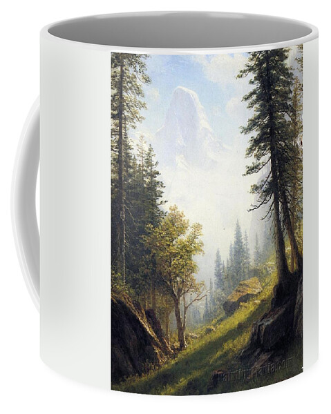 Illustration Coffee Mug featuring the painting Among the Bernese Alps by Albert Bierstadt by MotionAge Designs