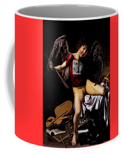  Coffee Mug featuring the digital art Amor Vincit Omnia Caravaggio This tweet has multiple issues by Jerald Blackstock