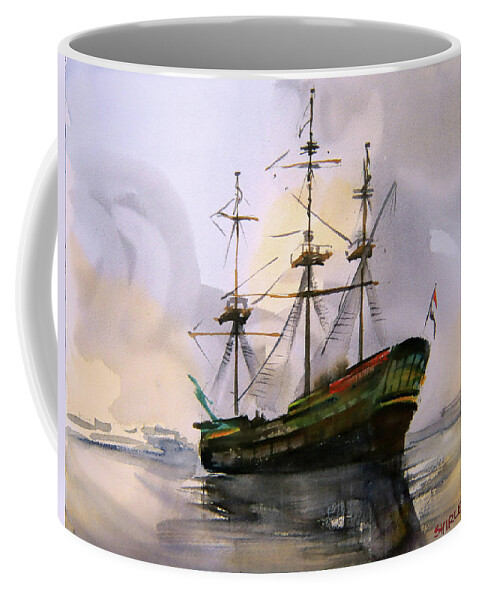Amsterdam Coffee Mug featuring the painting Amsterdam Ship in Calm Seas by Shirley Peters