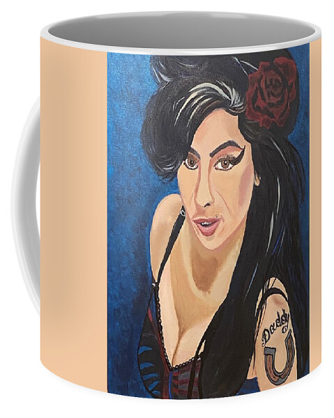  Coffee Mug featuring the painting Amy Winehouse-Lioness by Bill Manson