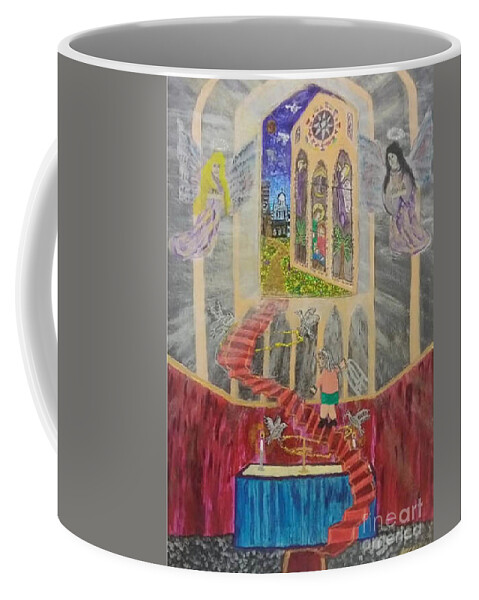 God Coffee Mug featuring the mixed media An Adventure Begins by David Westwood