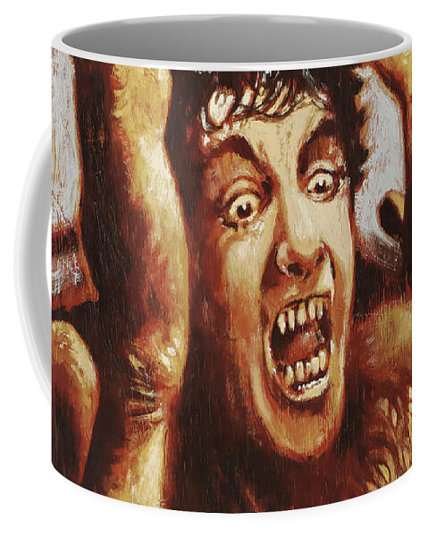 Werewolf Coffee Mug featuring the painting An American Werewolf in London - David Naughton by Sv Bell