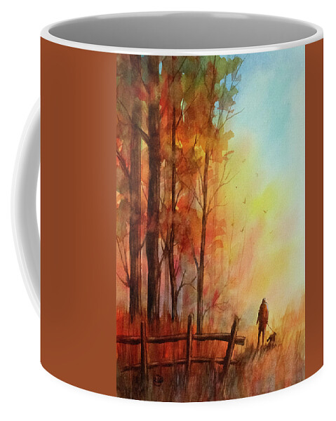 Autumn Coffee Mug featuring the painting An Autumn Walk by Rebecca Davis