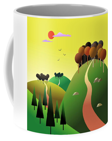 Countryside Coffee Mug featuring the digital art An English Landscape by Fatline Graphic Art