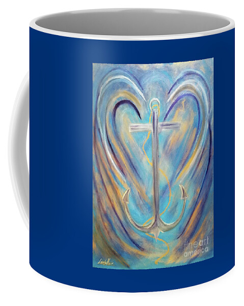 Anchor Coffee Mug featuring the painting Anchor of Sky and Sea by Artist Linda Marie
