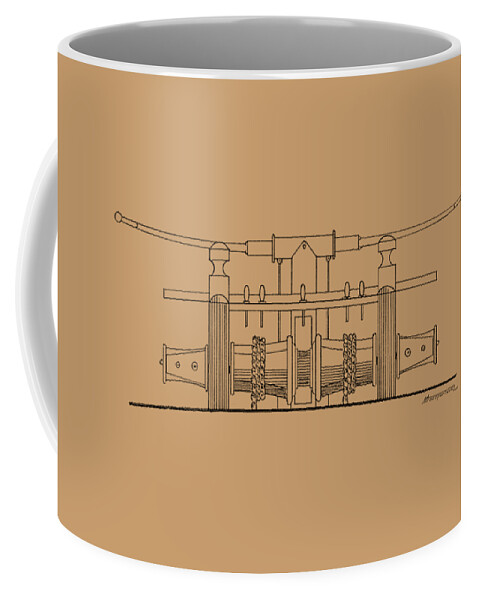 Sailing Vessels Coffee Mug featuring the drawing Anchor winch by Panagiotis Mastrantonis