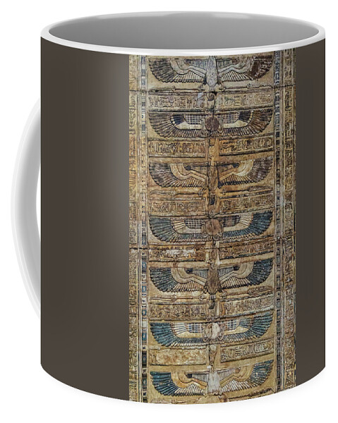 Egypt Coffee Mug featuring the relief Ancient Color Egypt Images On Wall by Mikhail Kokhanchikov
