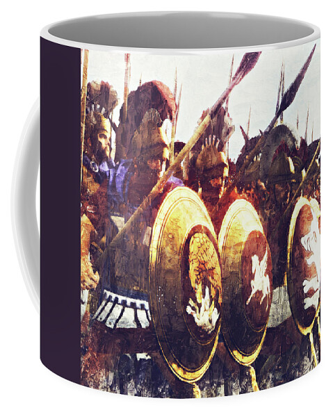 Greek Warrior Coffee Mug featuring the painting Ancient Greek Hoplite - 06 by AM FineArtPrints
