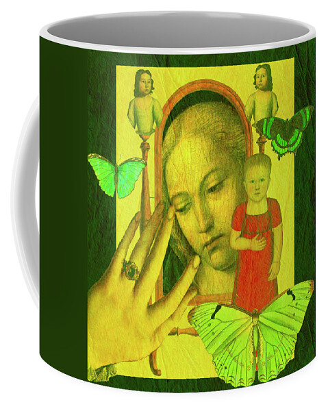 Mirror Coffee Mug featuring the mixed media Ancient Mirror by Lorena Cassady