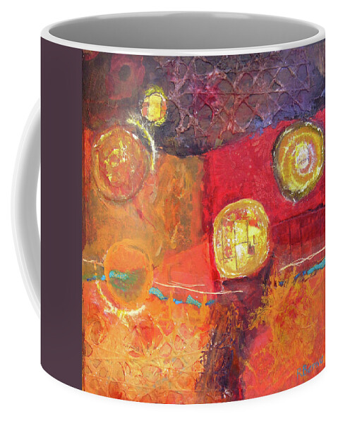 Color Coffee Mug featuring the painting Ancient Wisdom Mixed Media Abstract Painting by Robie Benve