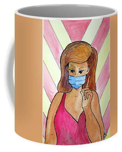 Woman Coffee Mug featuring the painting And one more thing by Loretta Nash