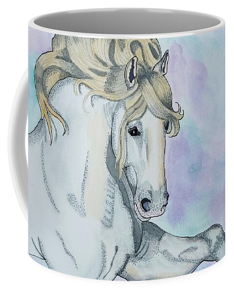 Watercolor Painting Coffee Mug featuring the drawing Andalusian Horse by Equus Artisan