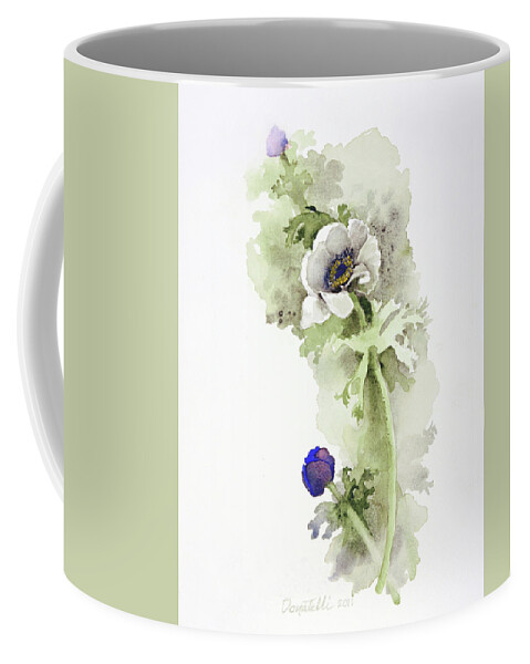 Botanicals Coffee Mug featuring the painting Anemone #4 by Kathryn Donatelli