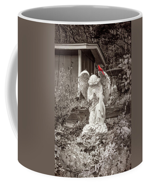 Barns Coffee Mug featuring the photograph Angel in the Garden in Vintage Sepia by Debra and Dave Vanderlaan