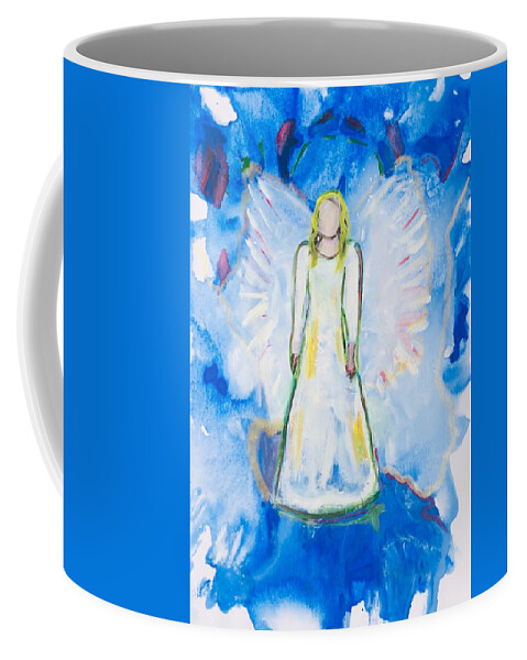 Guardian Angel Coffee Mug featuring the painting Angel Living Free by Christine Tyler