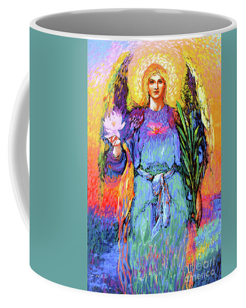 Spiritual Coffee Mug featuring the painting Angel Love by Jane Small