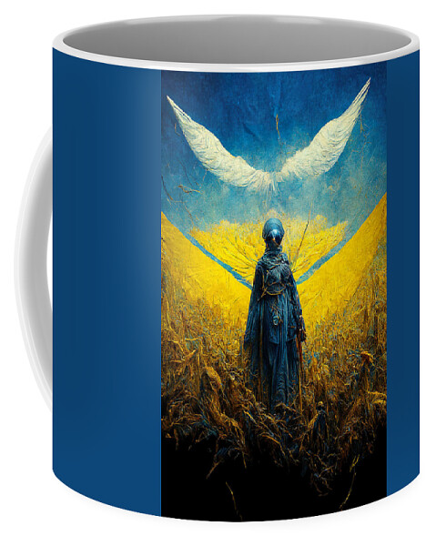 Angel Of Peace Coffee Mug featuring the painting Angel of Peace by Vart