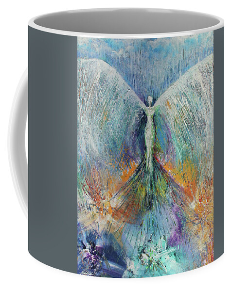 Blue Coffee Mug featuring the painting Angel by Themayart