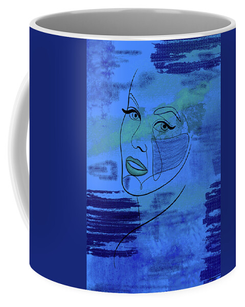 Ann Coffee Mug featuring the drawing Ann-Margret minimalist portrait -c1 by Movie World Posters