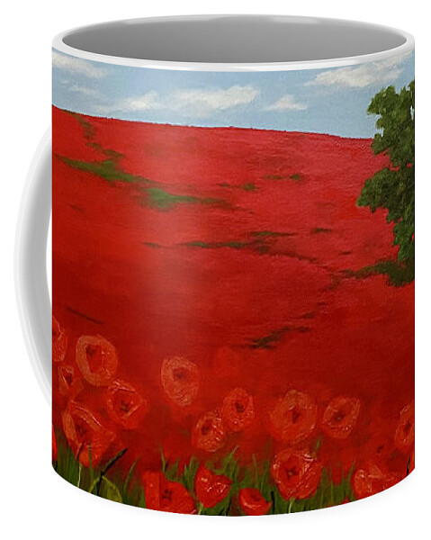 Red Poppies Coffee Mug featuring the mixed media Annamaria's Poppies by Wendy Golden