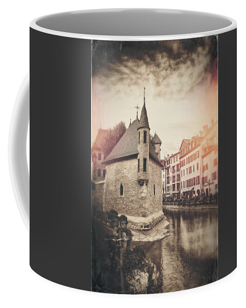 Annecy Coffee Mug featuring the photograph Annecy France Palais de L'Ile Vintage Sepia by Carol Japp