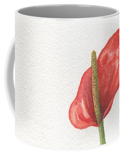 Red Coffee Mug featuring the painting Anthurium by Albert Massimi