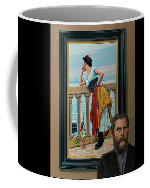 Eugene De Blaas Coffee Mug featuring the painting Anticipation of Eugene de Blaas Painting by Paul Meijering
