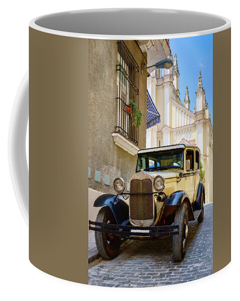 Cuba Coffee Mug featuring the photograph Antique car in Old Havana by Karel Miragaya