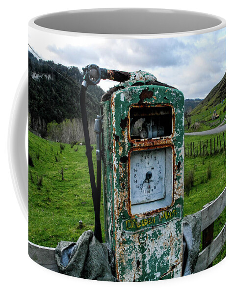 Antique Coffee Mug featuring the photograph Time Goes On - Antique Fuel Pump, North Island, New Zealand by Earth And Spirit
